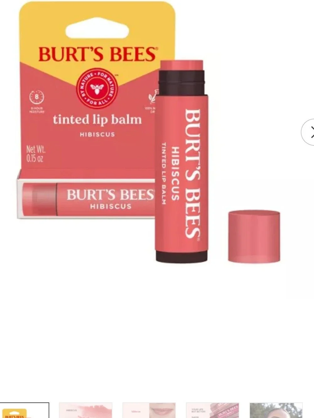 Burt's Bees Tinted Lip Balm Duo - Pink Rose (Mini) & Peach Hibiscus (Full Size)